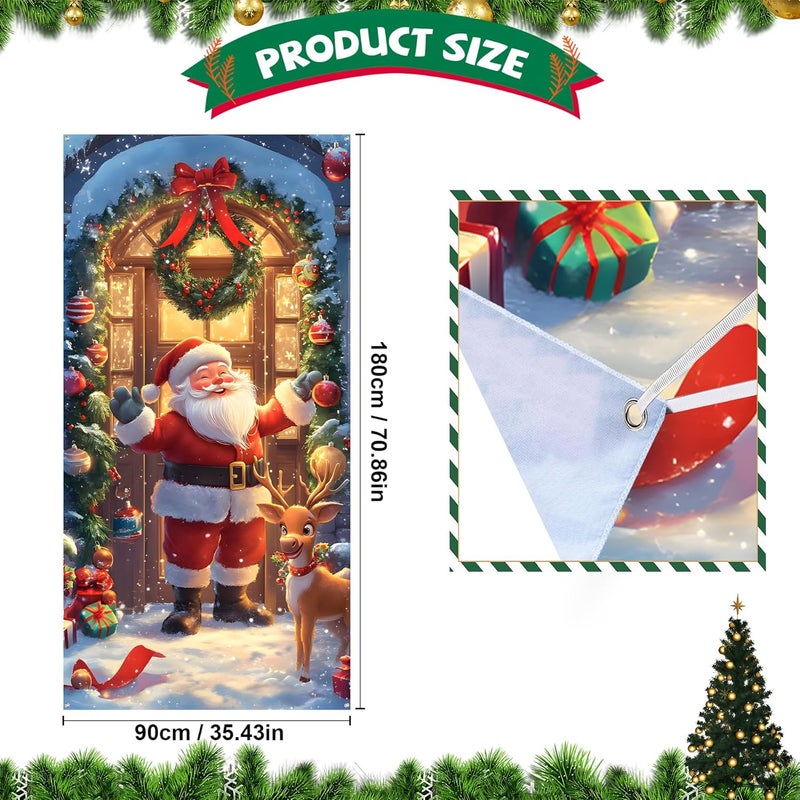BVBOX Christmas Door Cover Banner, 6 x 3 ft Christmas Decorations Flag Photography Background for for Winter Party Decorations Supplies (Man, 70.8 x 35.4 Inch) - Image 3